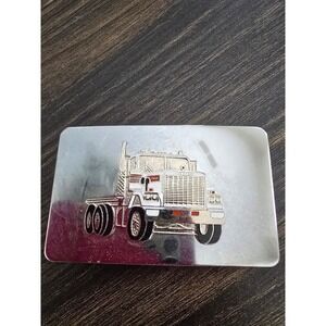 VINTAGE‎ GMC TRUCK BELT BUCKLE SILVER TONE METAL SEMI TRUCK BIG RIG COWBOY